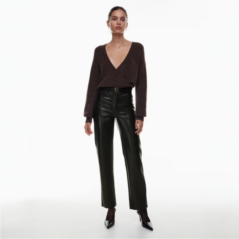 Wilfred Melina Faux Leather Straight Leg Pants 2 Black 78028
